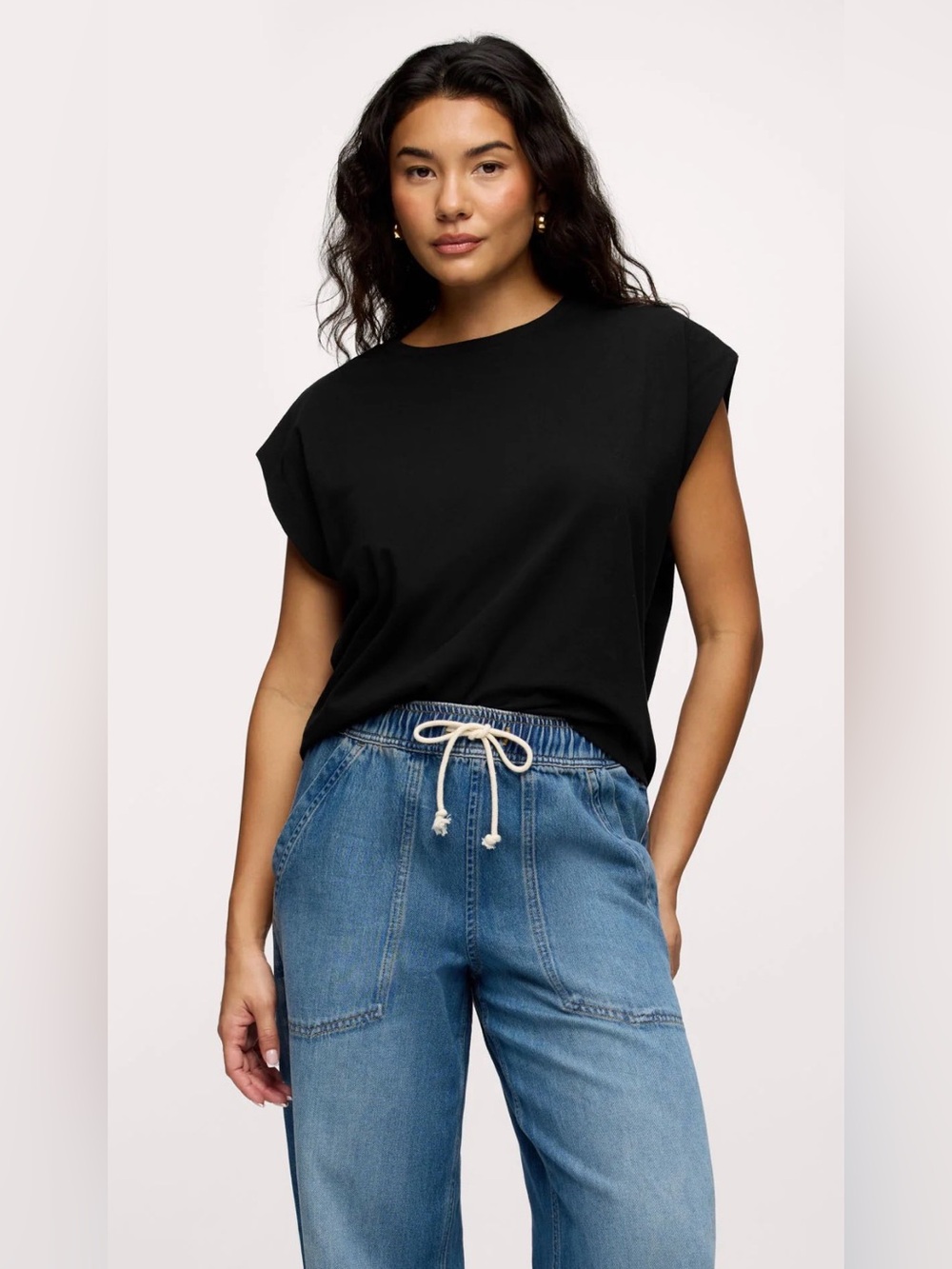Nuuds Black Cotton Muscle Tee - M